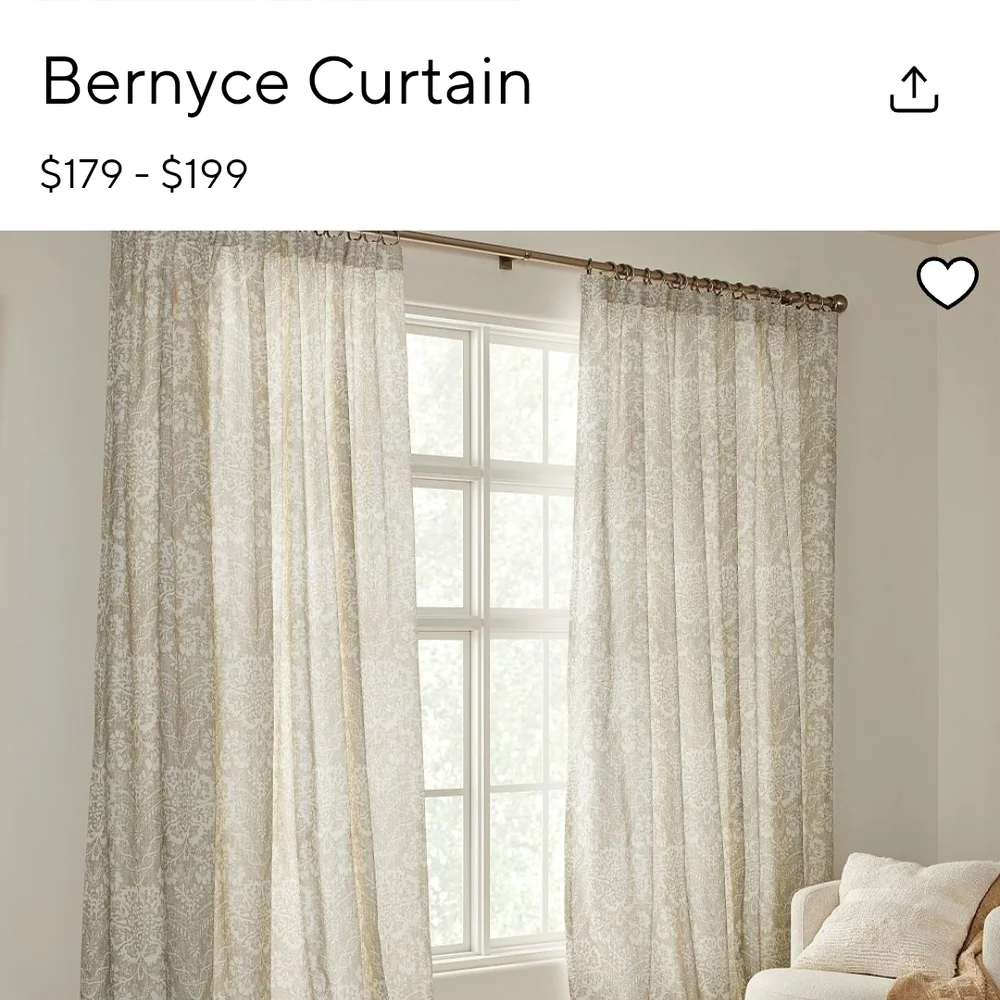 Pottery Barn Bernyce Flax Curtain 54x108